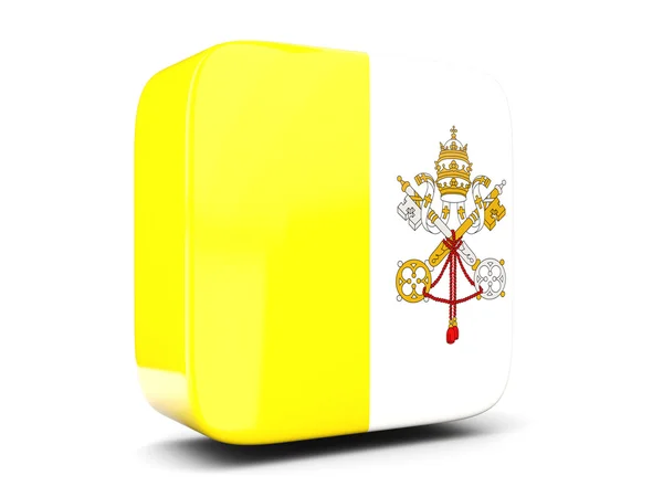 Vierkante pictogram met de vlag van Vaticaanstad vierkante. 3D illustratie — Stockfoto