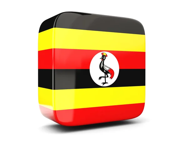 Vierkante pictogram met de vlag van Oeganda vierkante. 3D illustratie — Stockfoto