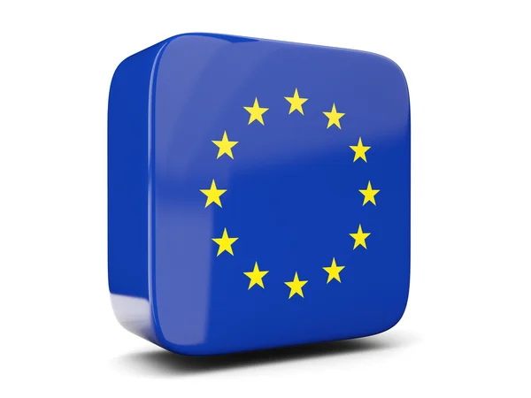 Čtvercová ikona s vlajkou Evropské unie náměstí. 3D obrázek — Stock fotografie