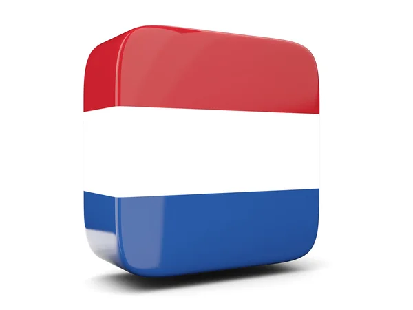 Vierkante pictogram met de vlag van Nederland vierkante. 3D illustratie — Stockfoto