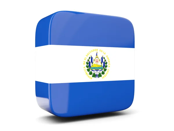 Ícone quadrado com bandeira de el salvador quadrado. Ilustração 3D — Fotografia de Stock