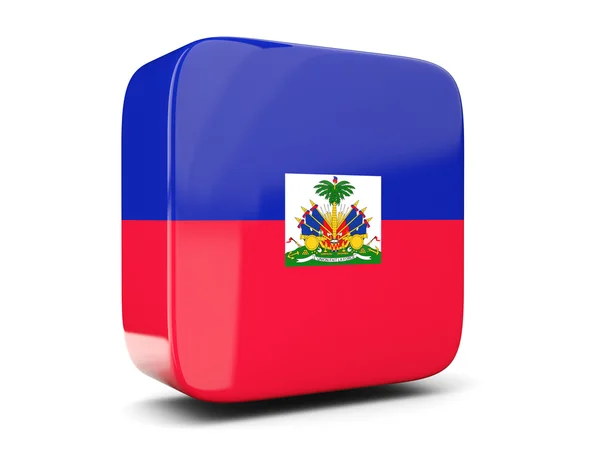 Τετράγωνο εικονίδιο με τη σημαία της Αϊτής τετραγωνικά. 3D απεικόνιση — Φωτογραφία Αρχείου