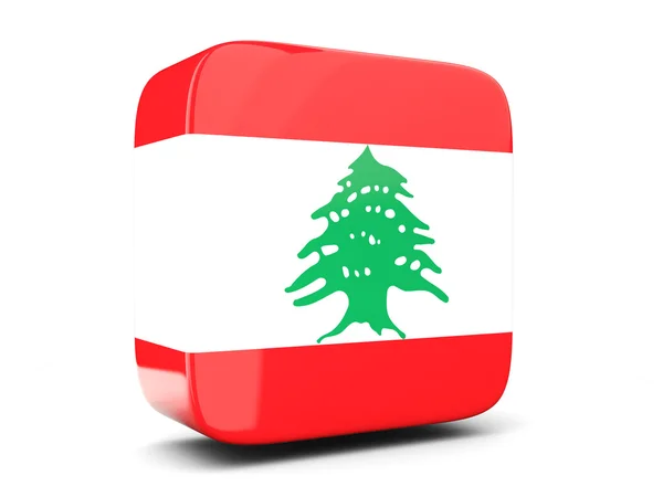 Fyrkantig ikon med flagg Libanon kvadrat. 3D illustration — Stockfoto