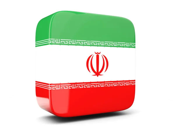 Vierkante pictogram met de vlag van iran vierkante. 3D illustratie — Stockfoto