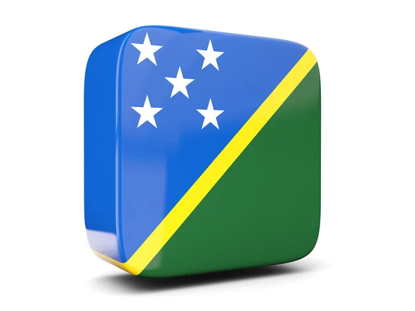 Solomon Adaları kare bayrağı ile kare simgesi. 3D çizim — Stok fotoğraf