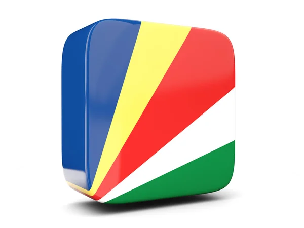 Fyrkantig ikon med flagga Seychellerna kvadrat. 3D illustration — Stockfoto