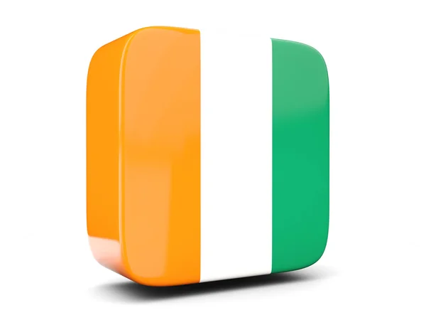 Ícone quadrado com bandeira de cote d Ivoire quadrado. Ilustração 3D — Fotografia de Stock