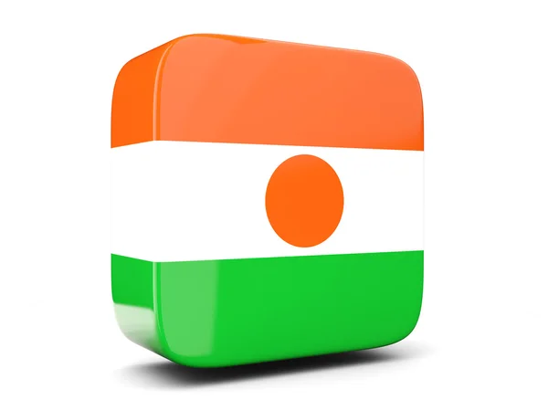 Icona quadrata con bandiera di niger square. Illustrazione 3D — Foto Stock
