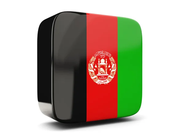 Fyrkantig ikon med flagga afghanistan kvadrat. 3D illustration — Stockfoto