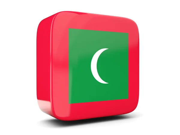 Icono cuadrado con bandera de maldivas cuadrada. Ilustración 3D —  Fotos de Stock