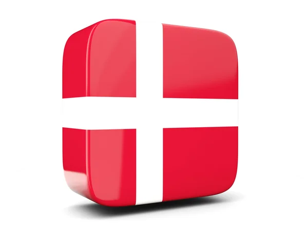 Čtvercová ikona s vlajkou Dánska náměstí. 3D obrázek — Stock fotografie