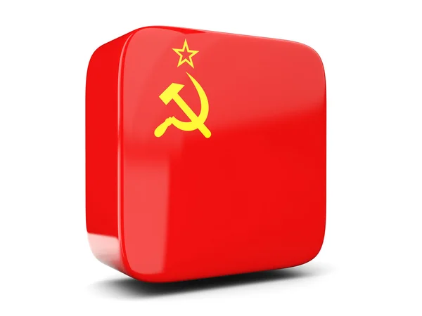 Ikona kwadratu z flaga ZSRR kwadratowych. ilustracja 3D — Zdjęcie stockowe