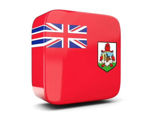 Icona quadrata con bandiera di piazza bermuda. Illustrazione 3D — Foto Stock