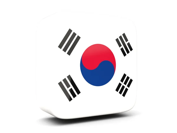 Квадратная икона с флагом Южной Кореи. 3D иллюстрация — стоковое фото