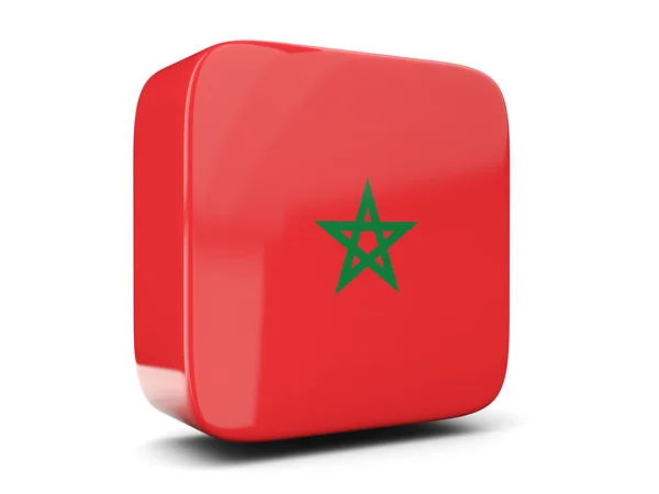 Quadratische Ikone mit marokkanischer Flagge. 3D-Illustration — Stockfoto