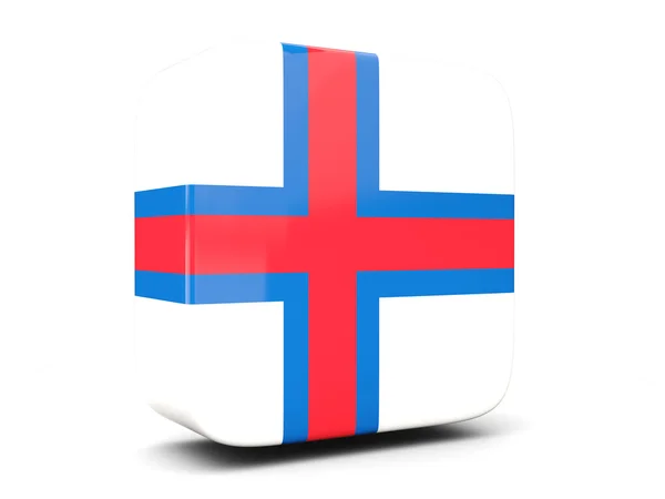 Vierkante pictogram met de vlag van de Faeröer vierkante. 3D illustratie — Stockfoto