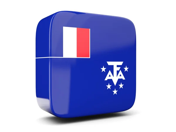 Kare simgesi bayrağı ile Fransız Güney toprakları kare. 3D — Stok fotoğraf