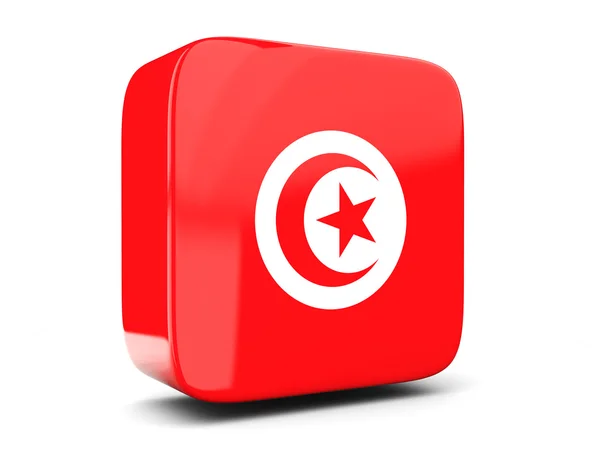 Fyrkantig ikon med flagga Tunisien kvadrat. 3D illustration — Stockfoto