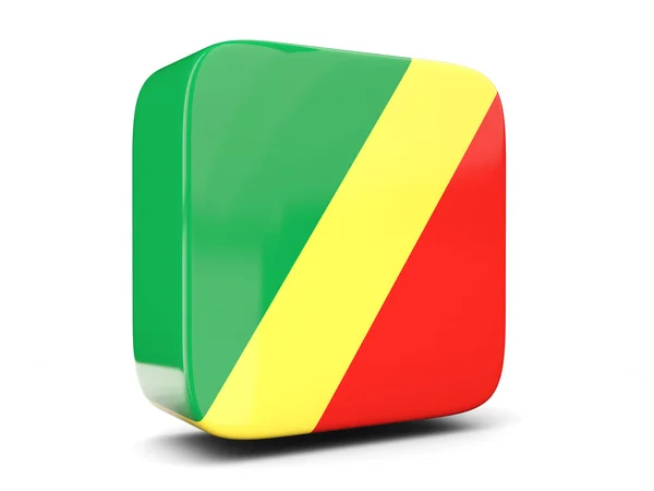Fyrkantig ikon med flagga republiken Kongo torget. 3D illust — Stockfoto
