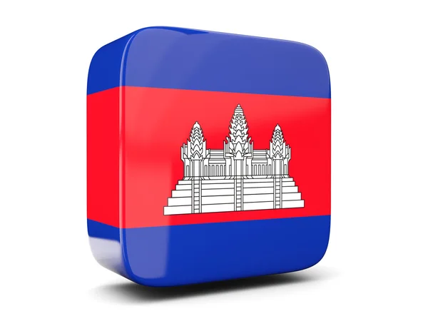 Ícone quadrado com bandeira de quadrado de cambodia. Ilustração 3D — Fotografia de Stock
