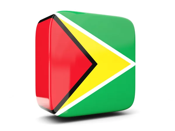 Icona quadrata con bandiera di piazza Guyana. Illustrazione 3D — Foto Stock