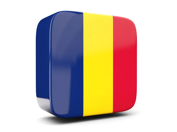 Icône carrée avec drapeau du Tchad carré. Illustration 3D — Photo