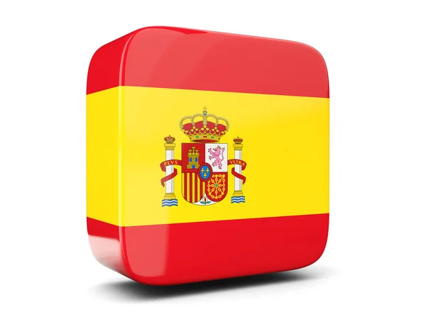 Vierkante pictogram met de vlag van Spanje vierkante. 3D illustratie — Stockfoto