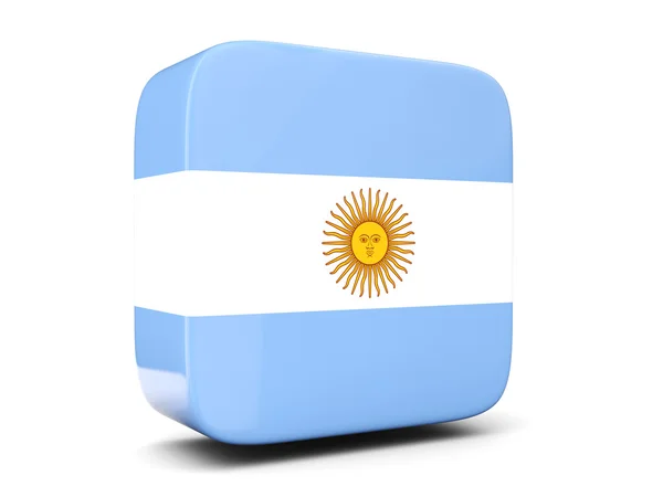 Icono cuadrado con bandera argentina. Ilustración 3D — Foto de Stock