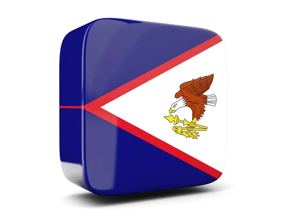 Square icon with flag of american samoa square. 3D illustration — Stock Photo, Image