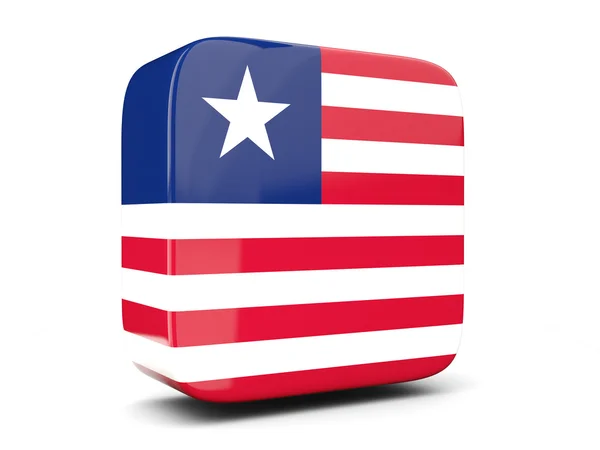 Čtvercová ikona s vlajkou Libérie náměstí. 3D obrázek — Stock fotografie