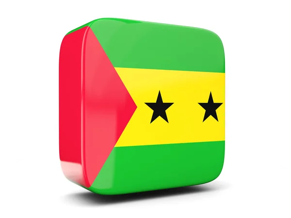 Square icon with flag of sao tome and principe square. 3D illust — Stock Photo, Image