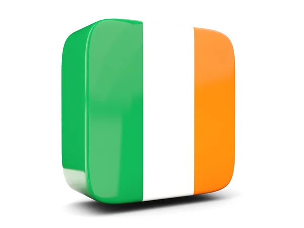 Ikona kwadratu z flaga Irlandii kwadratowych. ilustracja 3D — Zdjęcie stockowe