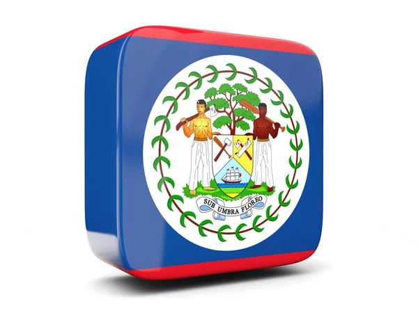 Ikona kwadratu z flaga belize kwadratowych. ilustracja 3D — Zdjęcie stockowe
