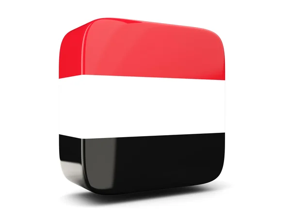 Icona quadrata con bandiera di yemen quadrato. Illustrazione 3D — Foto Stock