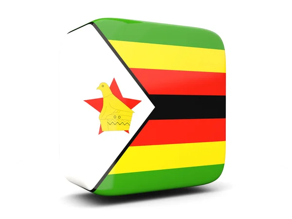 Ikona kwadratu z flaga zimbabwe kwadratowych. ilustracja 3D — Zdjęcie stockowe