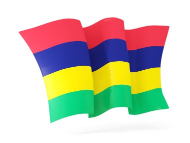 Mauritius bayrağı sallayarak. 3D çizim