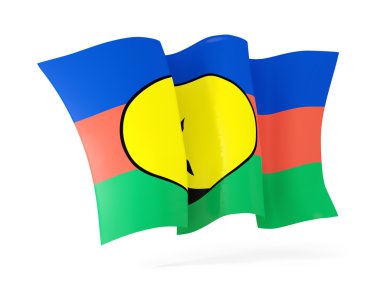 Yeni Kaledonya bayrağı sallayarak. 3D çizim