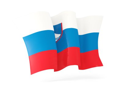 Slovenya bayrağı sallayarak. 3D çizim