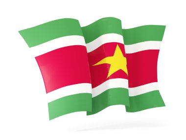 Surinam bayrağı sallayarak. 3D çizim