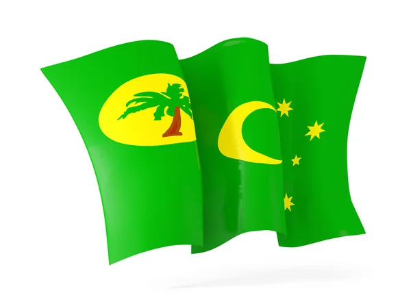Sventola bandiera delle isole Cocos. Illustrazione 3D — Foto Stock