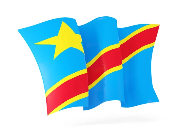 Flagge der demokratischen Republik Kongo schwenkend. 3D-Illustration — Stockfoto