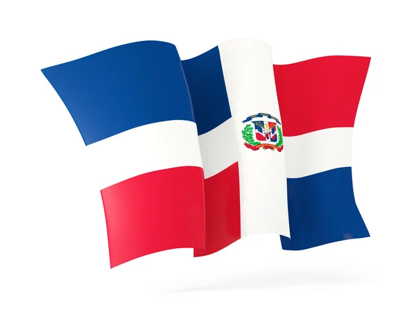 ドミニカ共和国の旗を振っています。3 d イラストレーション — ストック写真