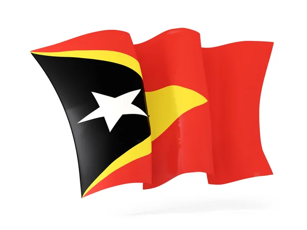 挥舞着国旗的东帝汶。3d 图 — 图库照片