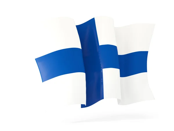 Finlandiya bayrağı sallayarak. 3D çizim — Stok fotoğraf