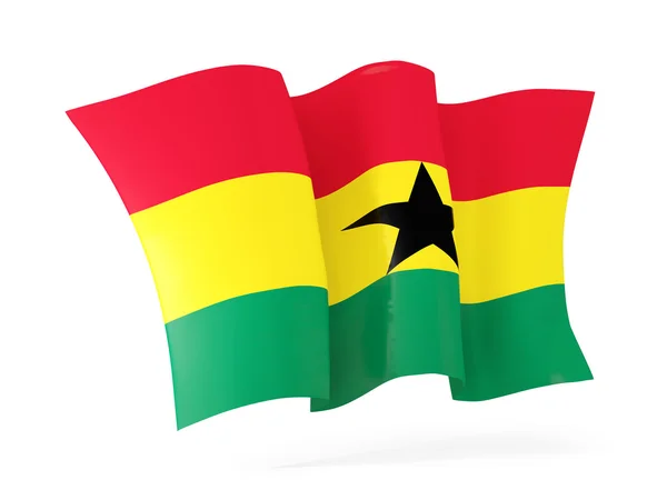 Wapperende vlag van ghana. 3D illustratie — Stockfoto