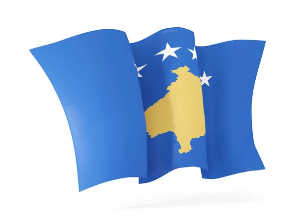 Macha flagą Kosowa. ilustracja 3D — Zdjęcie stockowe