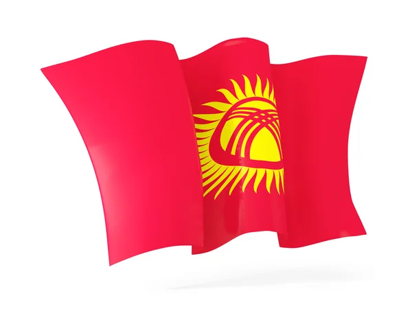 吉尔吉斯斯坦的那飘扬的旗帜。3d 图 — 图库照片
