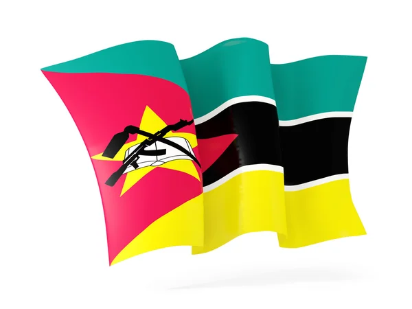 Sventola bandiera del mozambico. Illustrazione 3D — Foto Stock