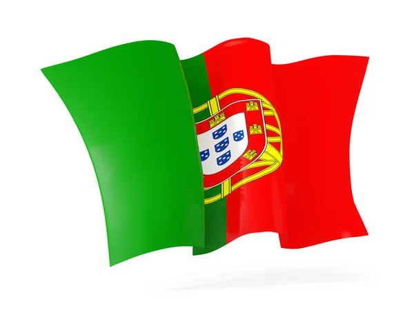 Κουνώντας τη σημαία της Πορτογαλίας. 3D απεικόνιση — Φωτογραφία Αρχείου
