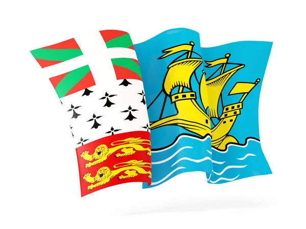 Integetett zászló, saint pierre és Miquelon. 3D-s illusztráció — Stock Fotó